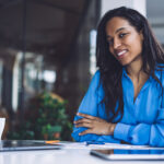 Business woman sitting at a desk